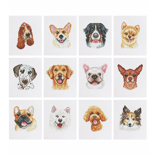 12 Mini Diamond Paintings - Cute Dogs set