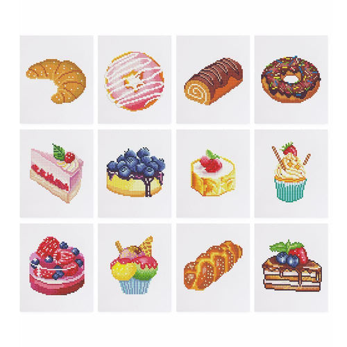 12 Mini Diamond Paintings | Pastries Set