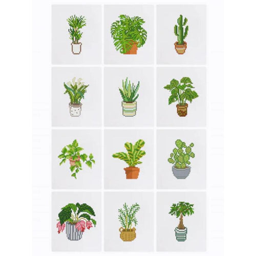 12 Mini Diamond Paintings - Houseplants Set