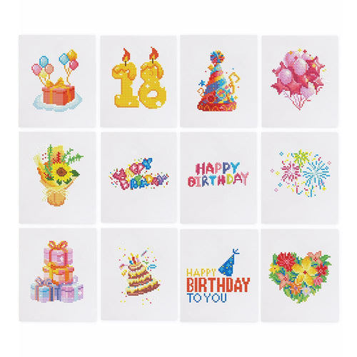 12 Mini Diamond Paintings - Birthday Set