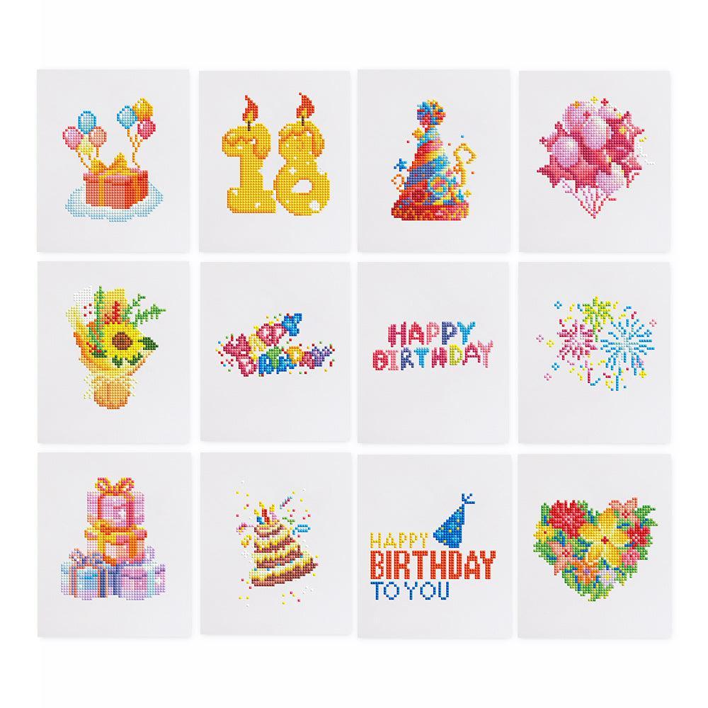12 Mini Diamond Paintings   Birthday Set