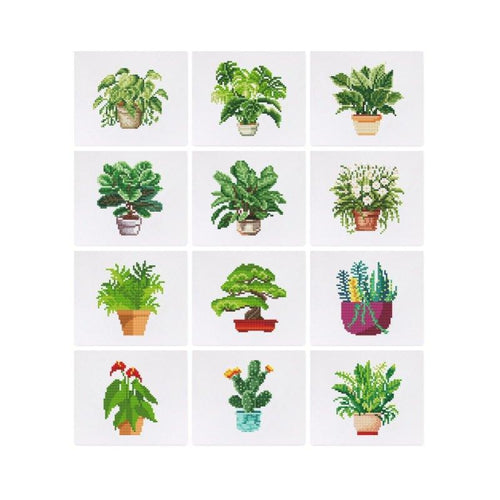 12 Mini Diamond Paintings - Houseplants Set 2.0