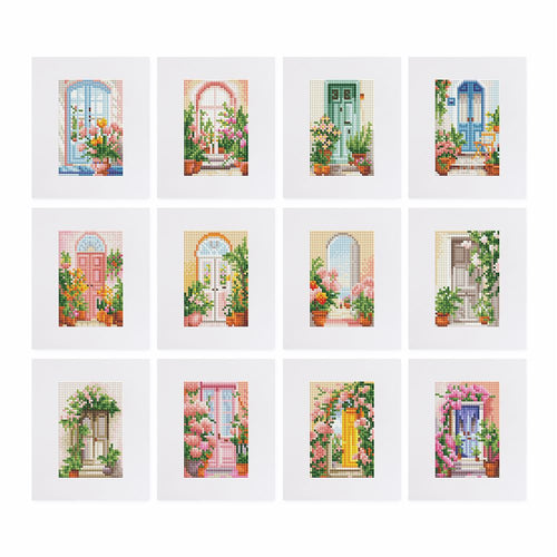 12 Mini Diamond Paintings | Colorful Doors Set