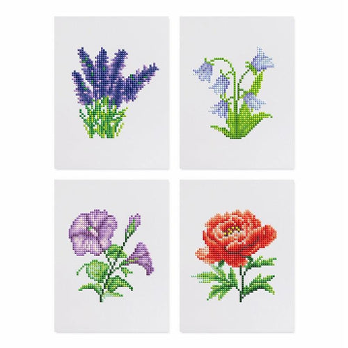 4 Mini Diamond Paintings - Flower Set