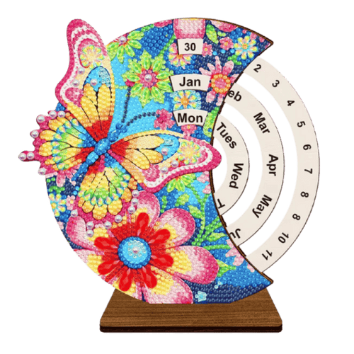Diamond Painting Perpetual Calendar | Butterfly & Flowers