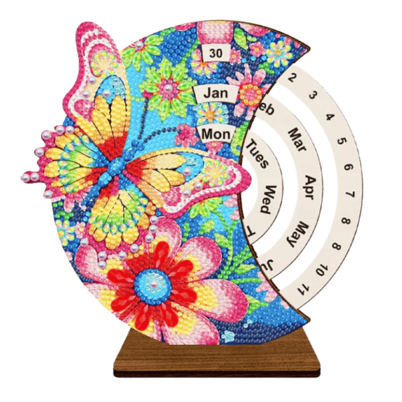 Diamond Painting Perpetual Calendar | Butterfly & Flowers