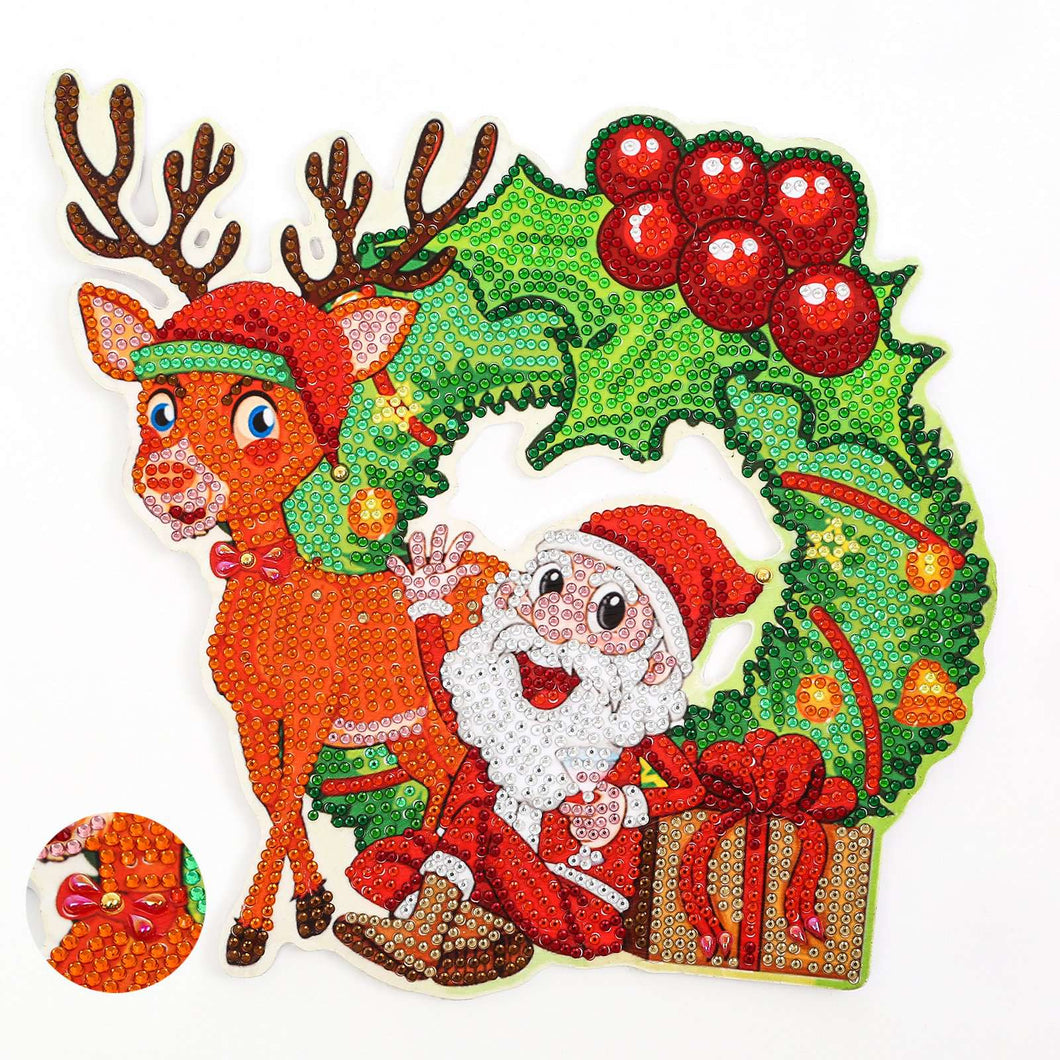 Reindeer and Santa Claus | Christmas Wreath