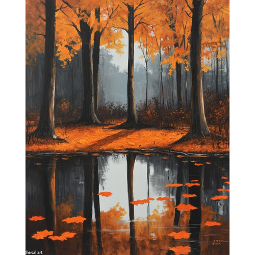 Autumn trees reflection