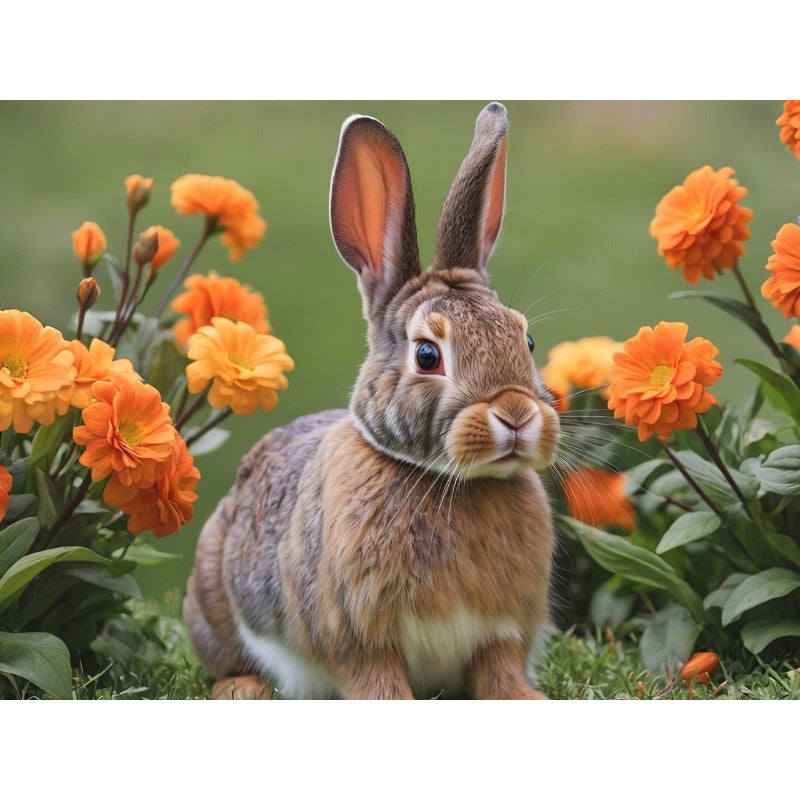 Bunny among flowers