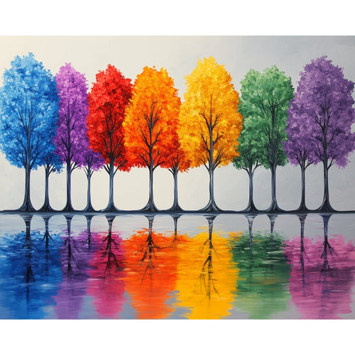 Colorful trees reflection