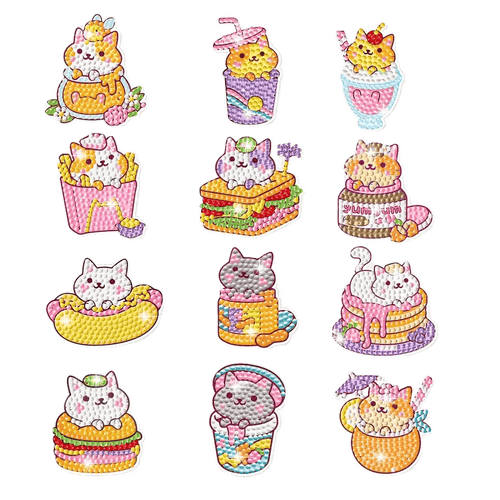 Diamond Painting Stickers – Set of 12 Kitties