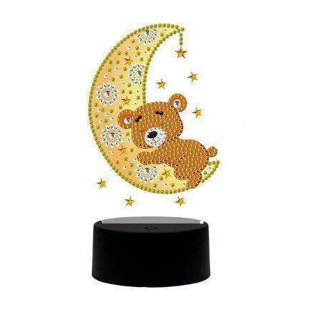 Diamond Painting Lampje Teddybeer die de maan knuffelt