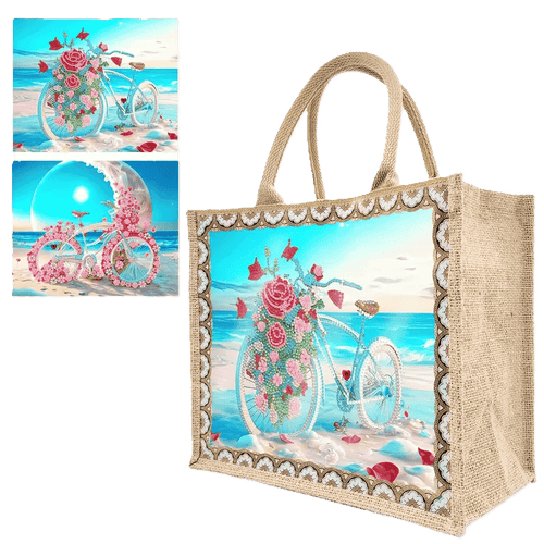 Diamond Painting Tote Bag – Bicycle on the Beach