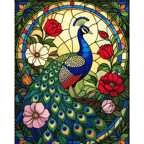 Glass stained Peacock