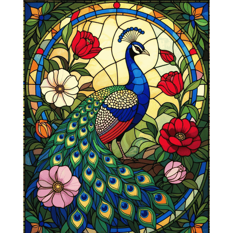 Glass stained Peacock