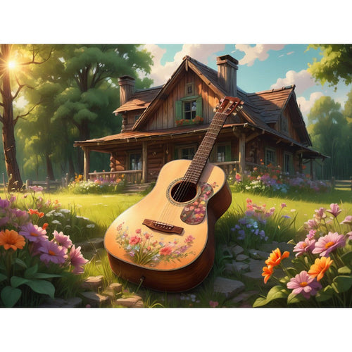 Guitar by cozy cottage