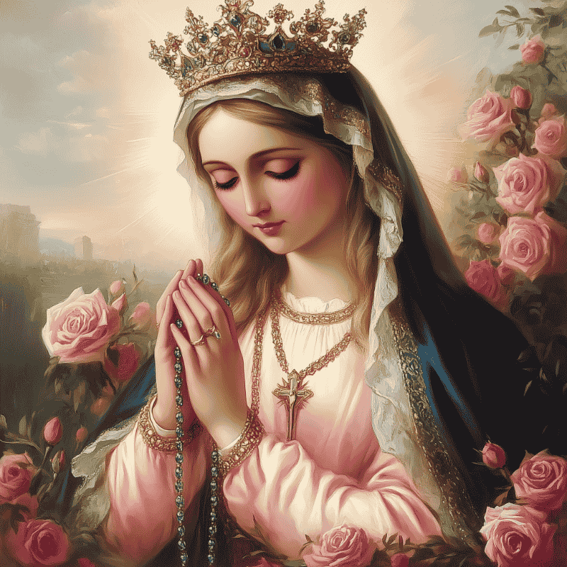 Virgin Mary with flowers