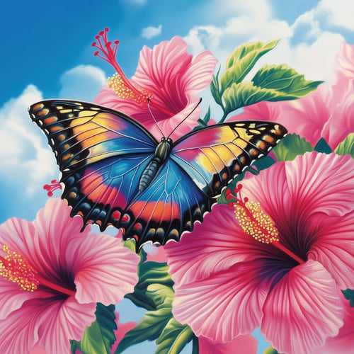 Butterfly on the hibiscus flower
