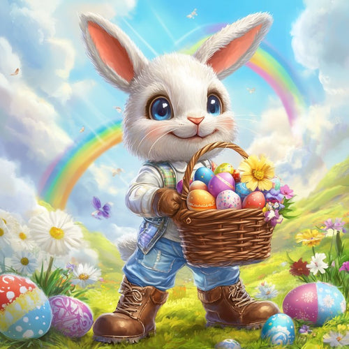 Magical Easter Bunny in the field