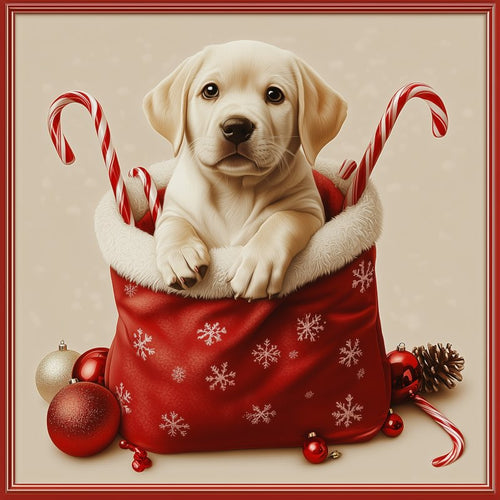 Puppy in Christmas stocking