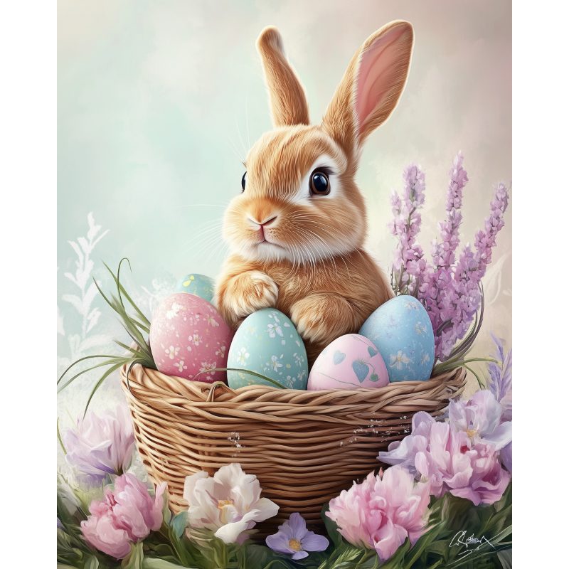 Easter bunny in the basket