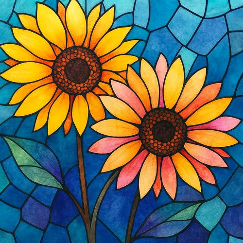 Stained glass Sunflowers