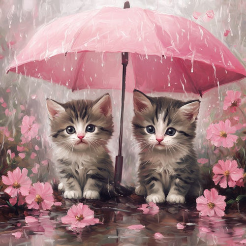 Kittens under the Umbrella