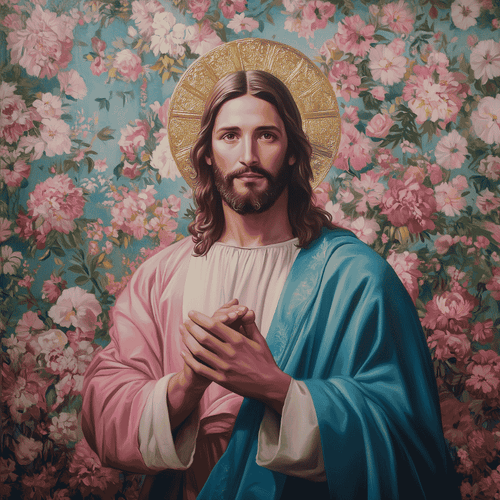 Jesus with flowers