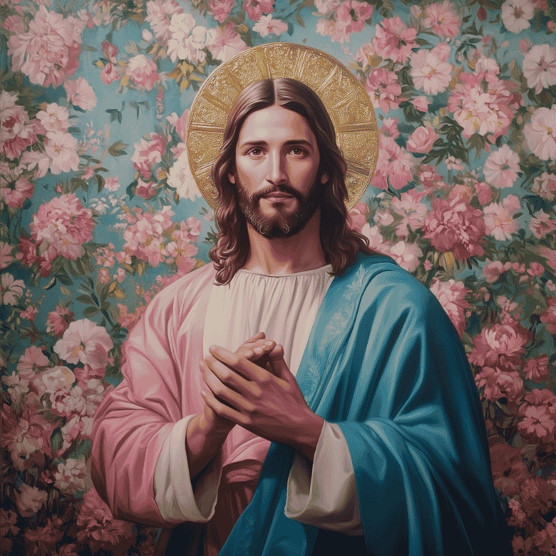 Jesus with flowers