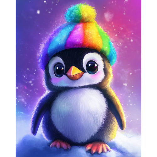 Magical colorful penguin