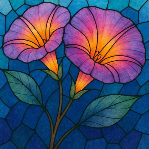 Glass stained Morning glories