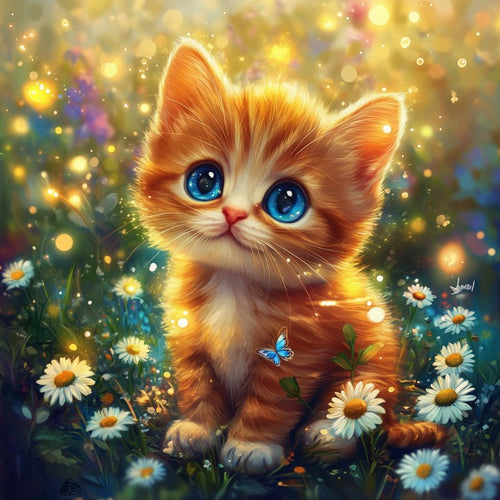 Kitten in a magical field