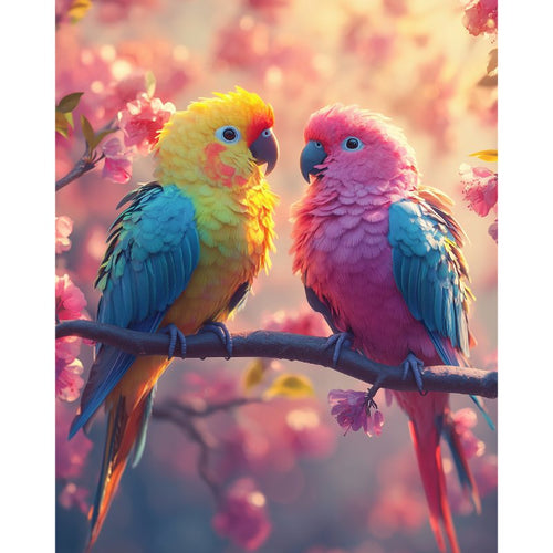 Beautiful colorful parakeets