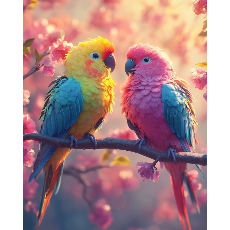 Beautiful colorful parakeets