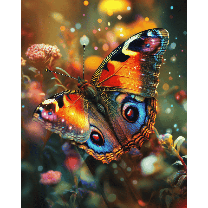 Colorful peacock butterfly