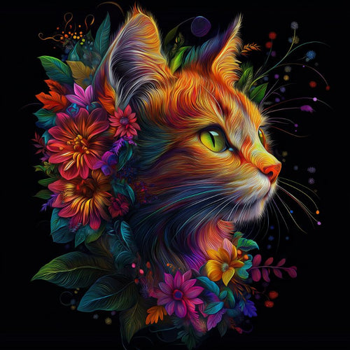 Cat with flowers