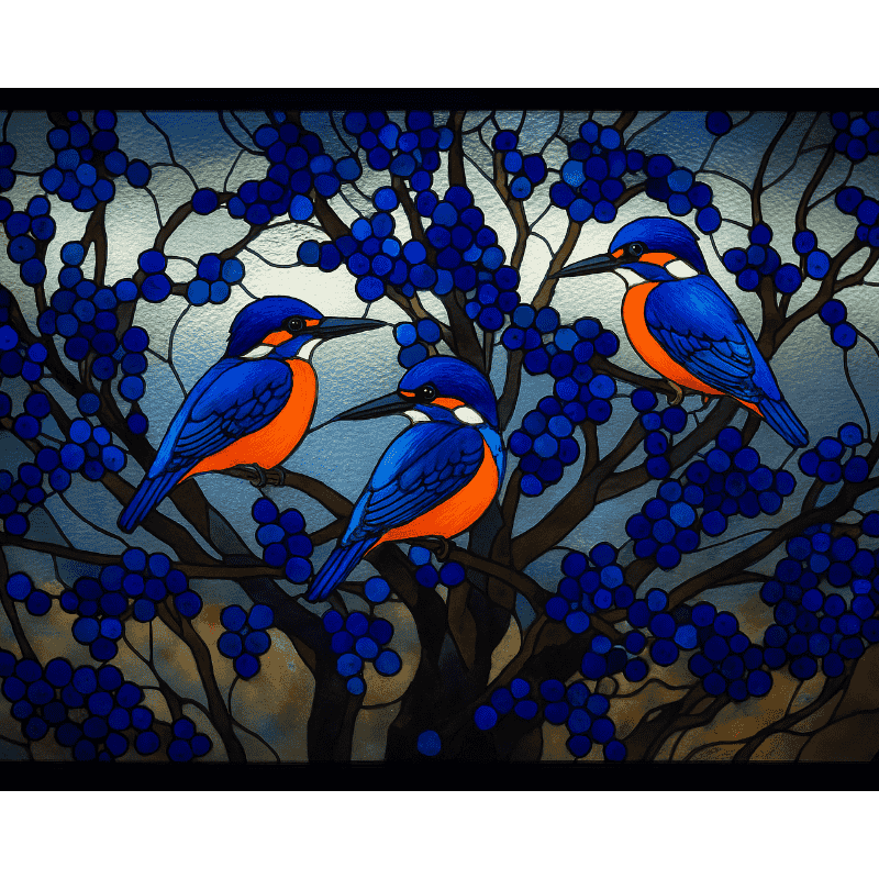Glass stained kingfishers