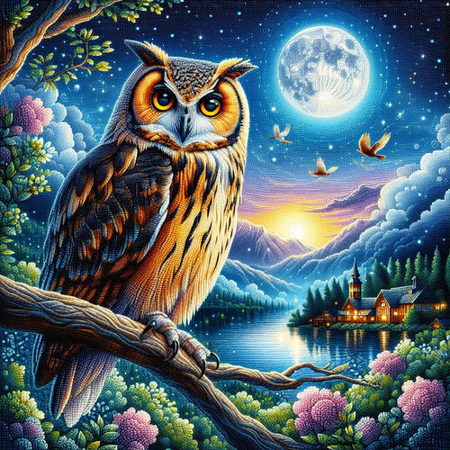 Owl by Full Moon