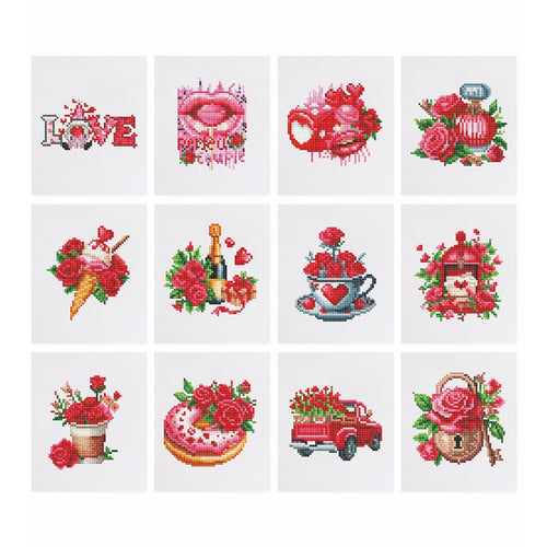12 Mini Diamond Paintings - Valentine's Day set