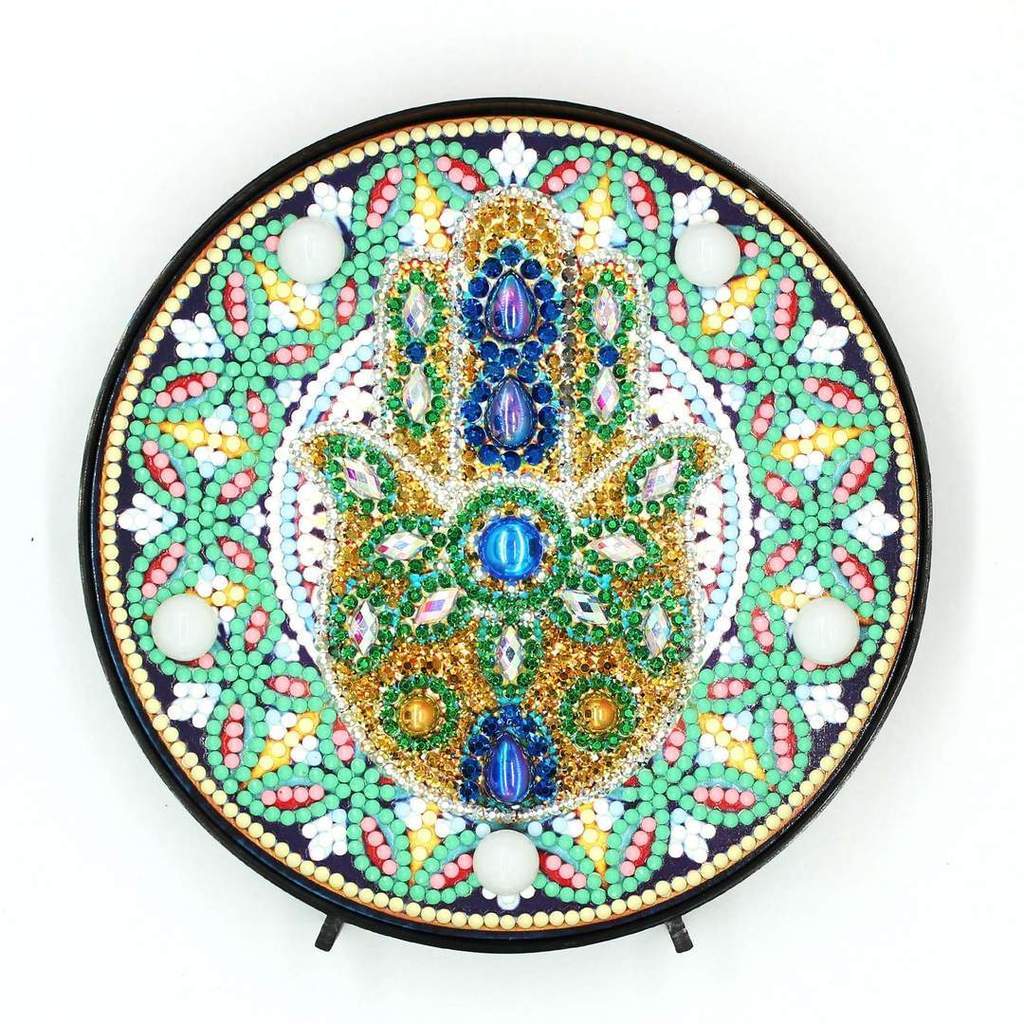 Round DP Lamp Hamsa Hand Mandala