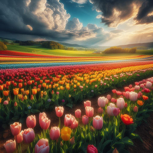 Colored Tulip Field