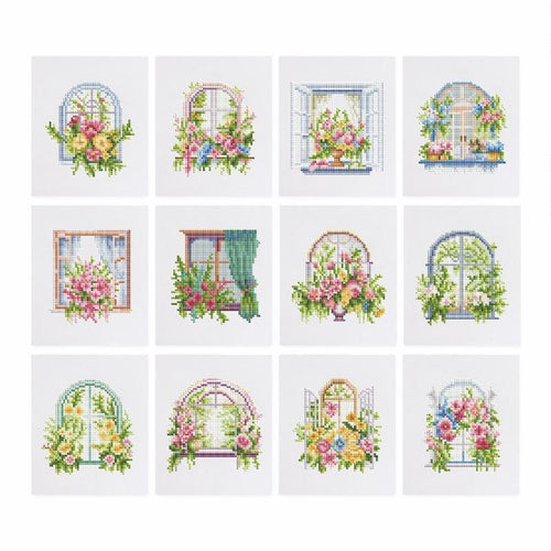 12 Mini Diamond Paintings – Colorful Windows Set