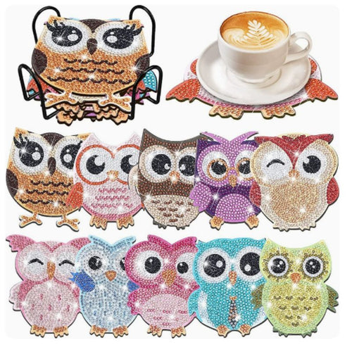 Diamond Painting Owl Coasters | 10 Pieces